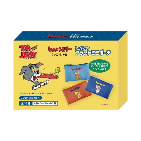 【トムとジェリー】シークレットフラットミニポーチ ファニーレトロ／単品（１０種ランダム）