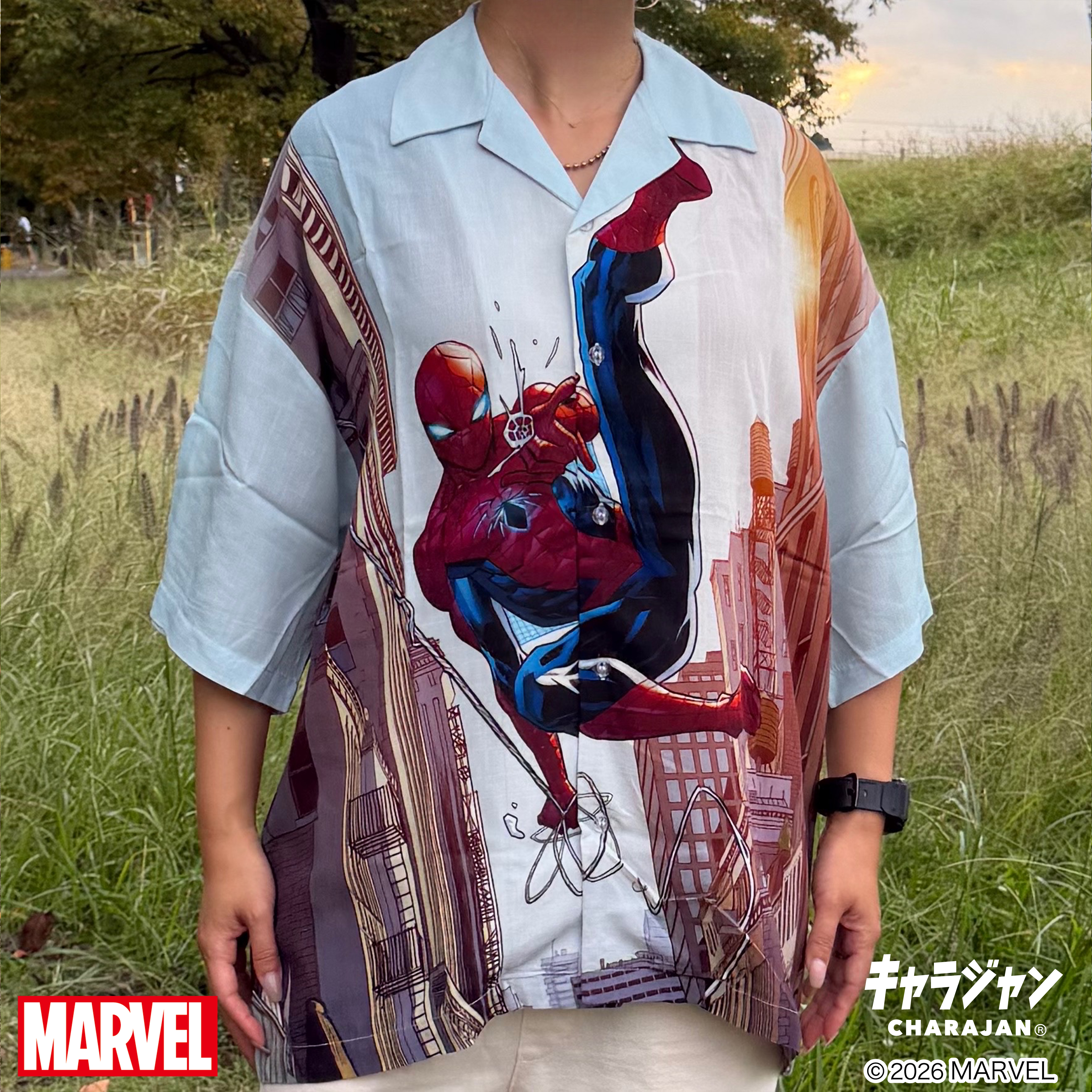 【MARVEL】スパイダーマン マイヒーロー アロハシャツ(Mサイズ)