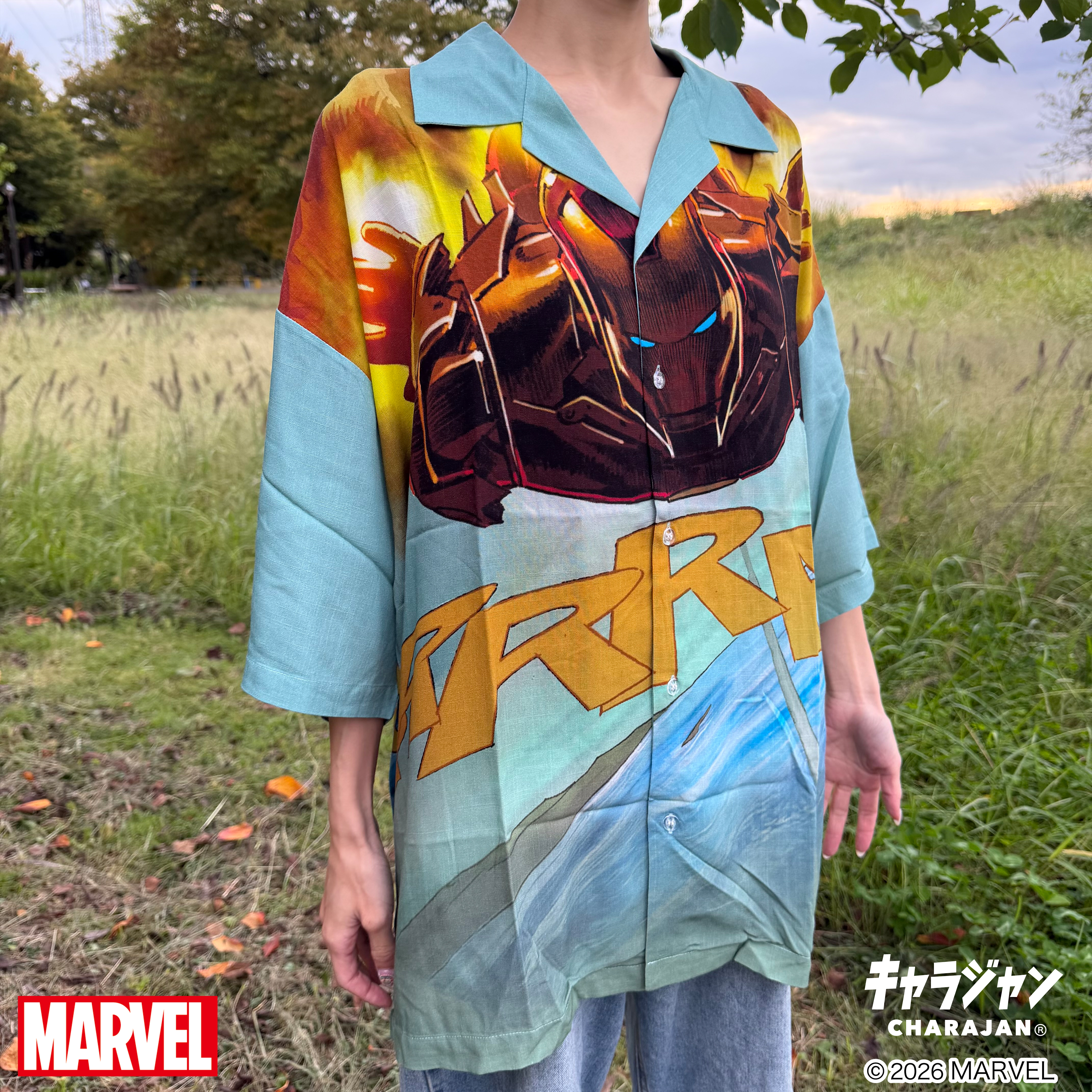 【MARVEL】アイアンマン ハイスピード アロハシャツ(Mサイズ)